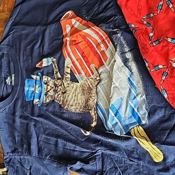 Patriotic Popsicle Lularoe leggings bundle cat shirt OS one size - Picture 2 of 10